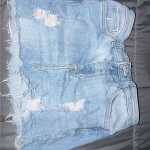 Hollister Light Blue Frayed Jean Shorts